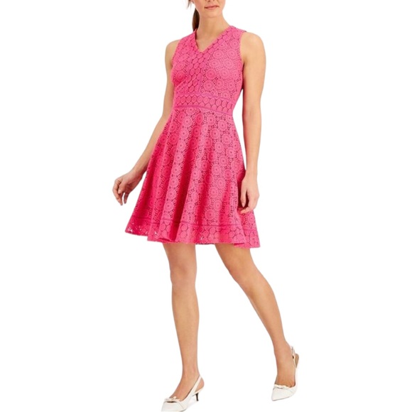 CHARTER CLUB | Pink Lace Sleeveless Fit & Flare A-Line Dress NWT - Picture 16 of 16